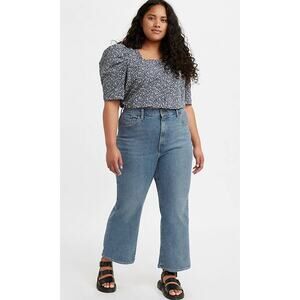 NWT Levi's Plus Size Women's High Waisted Cropped Flare Jeans Medium Wash 24W